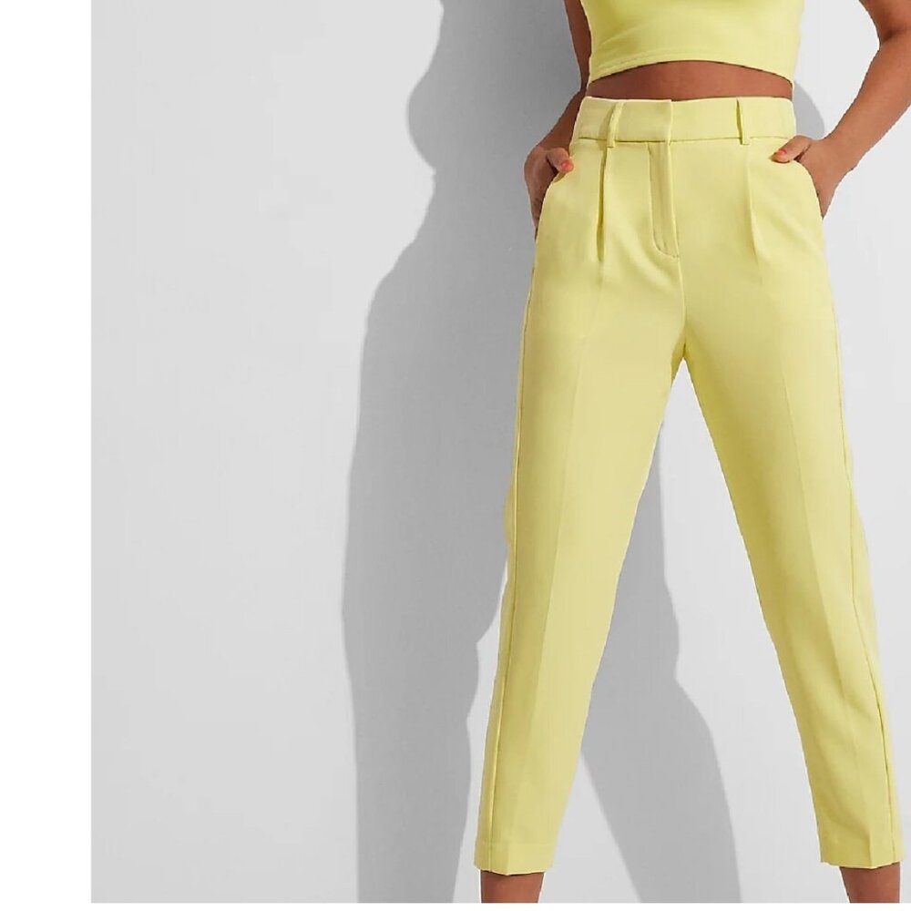 Express Lemon Yellow Cropped Ankle Trousers